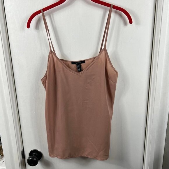 Forever 21 Rose Pink V-Neck Spaghetti Strap Tank Top Medium | Semi Sheer - Picture 1 of 6